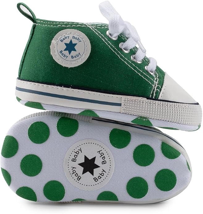 Meckior Baby Girls Boys Canvas Sneakers Soft Sole High-Top Ankle Infant First Walkers Crib Shoes