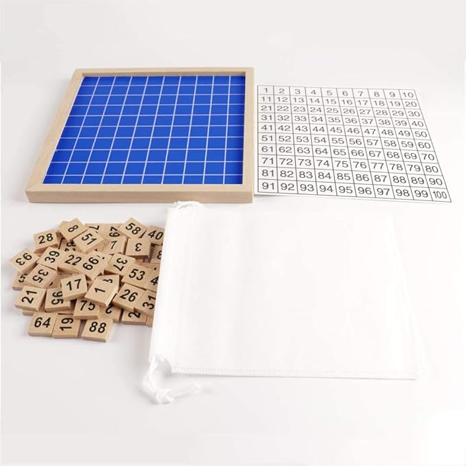 Wooden Hundred Board Montessori Math Counting Toys, 1-100 Numbers Kindergarten Preschool Learning Educational Game for Toddler Kids (Hundred Board)