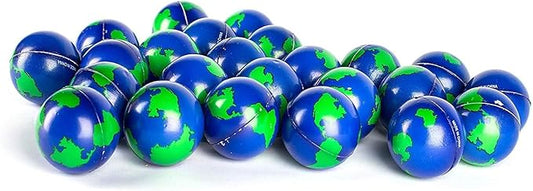 Neliblu 2" Earth Stress Balls, 2 Dozens - Globe/World Squeeze Ball for Stress Relief, Muscle Relaxation, Therapy , Earth Day Gifts and Accessories - Earth Day Party Favours | World Balls for Kids