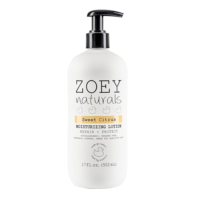 Zoey Naturals Sweet Citrus Baby Lotion - Enriched with Shea, Apricot Oil, Aloe & Avocado - Soothes & Moisturizes with Orange & Pomegranate - Gentle for Eczema Skin, Made in USA