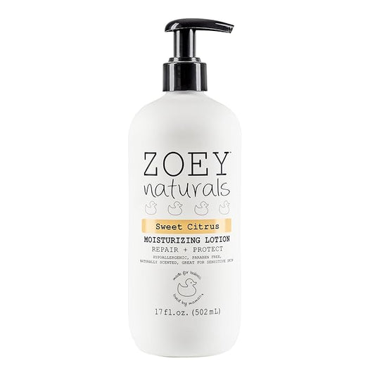 Zoey Naturals Sweet Citrus Baby Lotion - Enriched with Shea, Apricot Oil, Aloe & Avocado - Soothes & Moisturizes with Orange & Pomegranate - Gentle for Eczema Skin, Made in USA