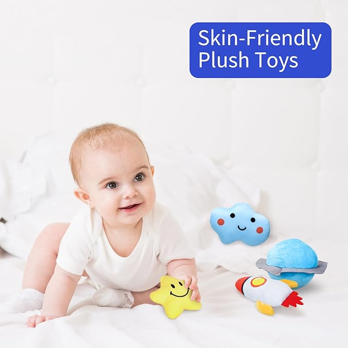 Baby Crib Mobile with Music and Lights, Space Baby Mobile for Crib with Remote Control, Spaceman Nursery Decor Hanging Plush Crib Toys for Newborn Boys and Girls Infant Babies 0-6-12 Months