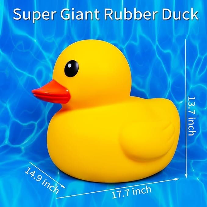 17.7" Giant Rubber Yellow Duck/Duckies, Kalafona No Hole Large Huge Giant Jumbo Duck Bath Toy No Bebe Noise Bathtub Toys Waterproof Without Hole For Baby Shower Birthday Party Favors Beach Summer Pool