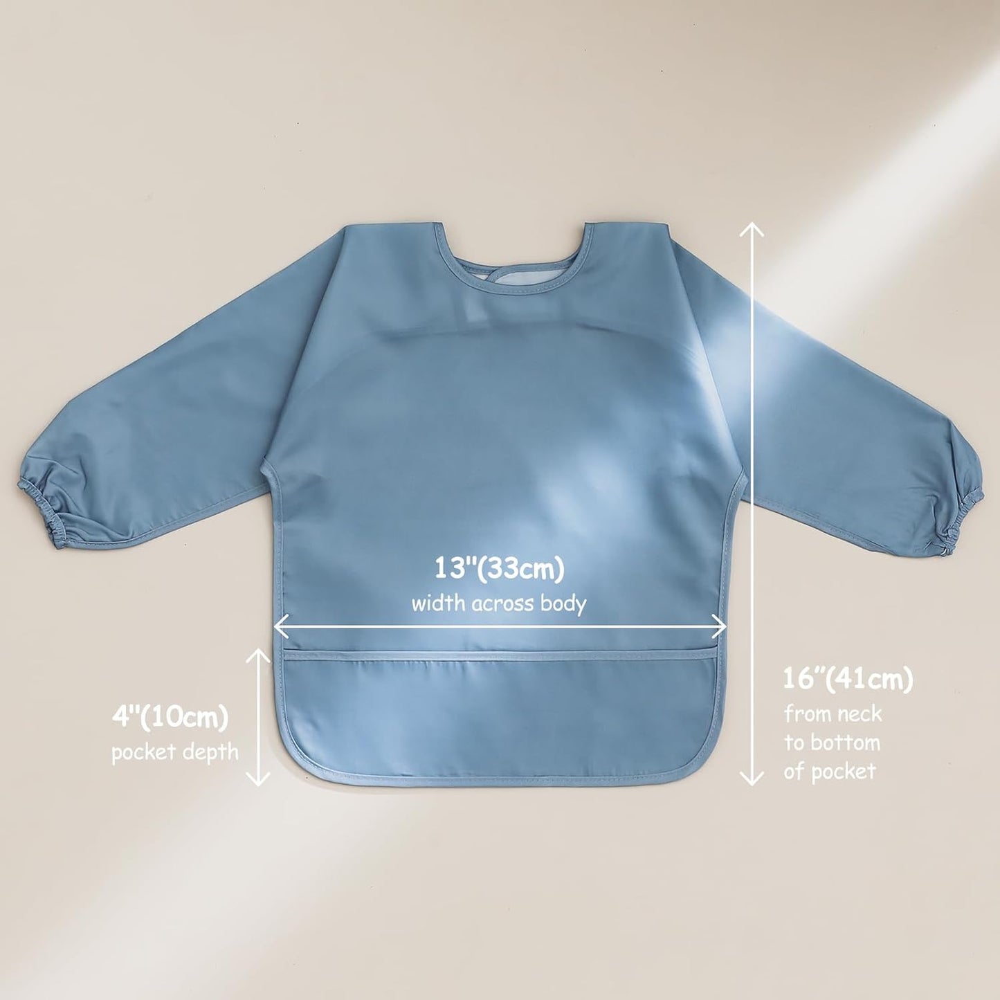 4 Pack Long Sleeve Bib, Waterproof Sleeved Smock for Baby Boy or Girl, Reusable Bib with Pocket, Ages 6-24 Months