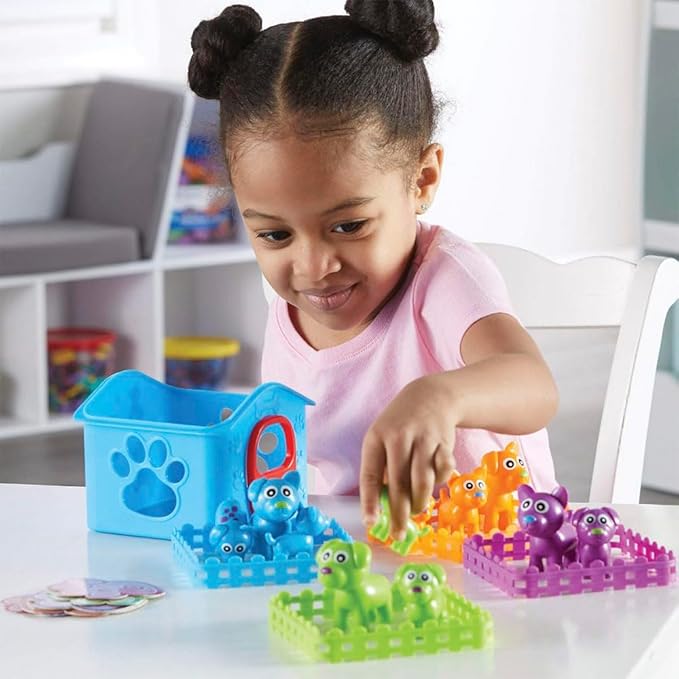 Learning Resources Sort-'Em-Up Pups - 28 Pieces, Ages 3+, Color Sorting and Matching for Toddlers, Fine Motor Skills, Gifts for Boys and Girls