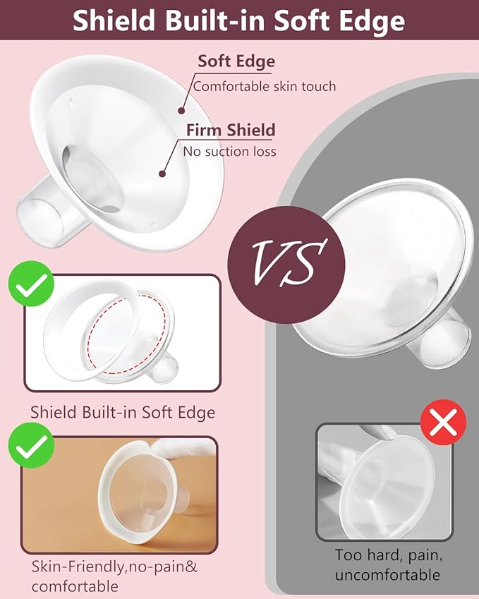 4pc 30mm Oval Flanges Shields Built-in Soft Edges Compatible with Medela/Lansionh Pumps, Replacement Parts for Pump in Style, Symphony, Swing Maxi, Harmony and Personalfit Flex Connector
