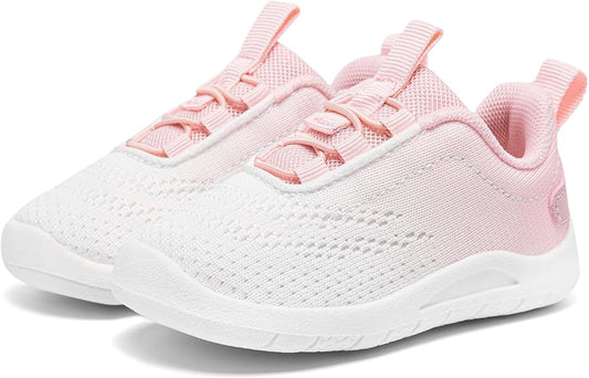 MORENDL Toddler Slip On Sneakers Baby Walking Shoes Non-Slip Breathable Unisex Pink Mesh Lace-Up Athletic Sneakers Infant Running Shoes