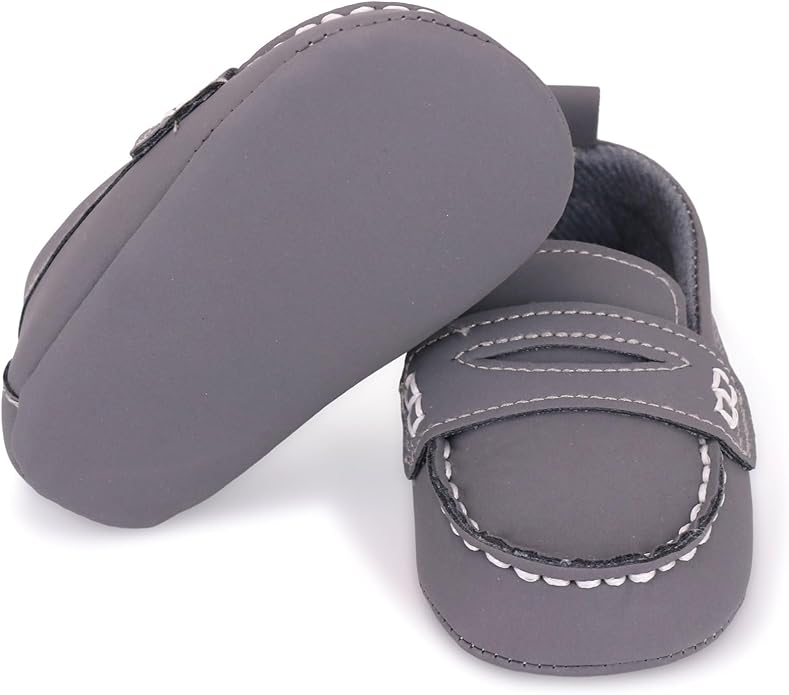LONSOEN Baby Girls Boys Loafers Prewalker Dress Crib Shoes