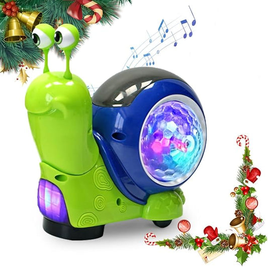 Glowing and Music Playing Crawling Snail, 2026 New Auto Moving Interactive Snail for Pet Play Dancing Musical (Green)