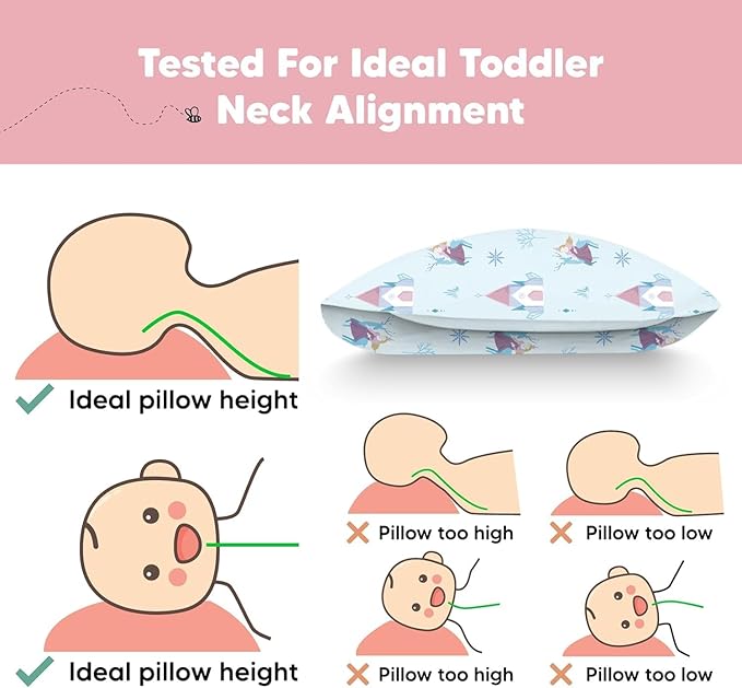 Toddler Pillow with Pillowcase - 13x18 My Little Dreamy Kids Travel Bed Pillows for Sleeping, Organic Cotton Small Pillowcase,Soft & Breathable,Machine Washable,Toddlers 2-5 years old(Enchanted Frost)