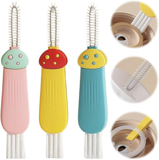 3 in 1 Cup Lid Cleaning Brush, 2025 New Multifunctional Cleaning Brush Crevice Cleaner Brush for Bottle Gap Tight Spaces, 3 in 1 Portable Cup Lid Cleaner with Brush (All)