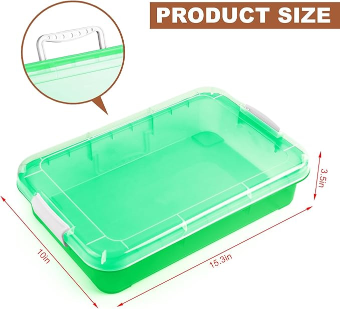 15Inch Portable Sensory Bin Play Tray with Lid, Fill with Water, Sand, Beads and More (Green)