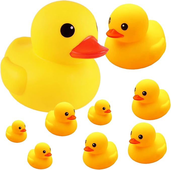 Umbresen 9 Pcs Bath Duck Toy Yellow Rubber Ducks Preschool Bathtub Duckies Gift for Baby Shower Infants Toddlers kids Car Pool Floaty Halloween Christmas Adults Party Favors Carnival Theme Decorations