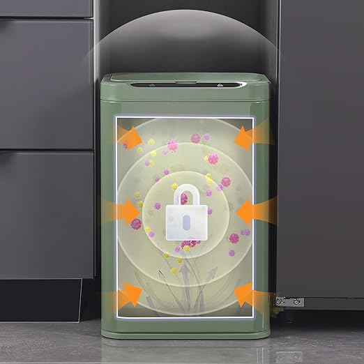 ELPHECO Stainless Steel Office Trash Can Motion Sensor Garbage Can Touchless Smart Trash Can Automatic Waste Bin for Kitchen, Office, Bathroom (Avocado Green, 5.5 Gallons)