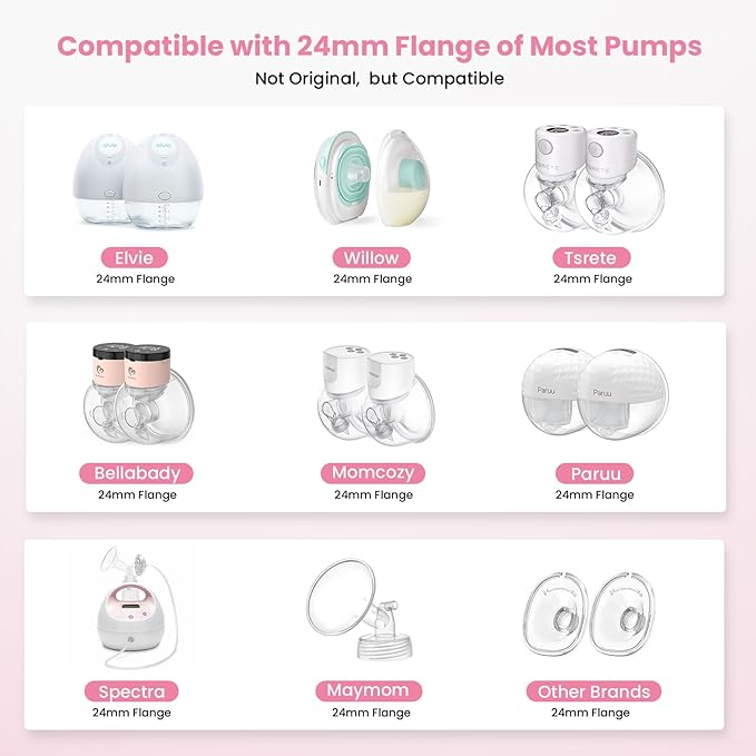 Flange Inserts 21mm(8PCS) & Nipple Ruler & Cleaning Brush, 3 in 1 Flange Sizing Kit, Silicone Flange Insert Kit for 24mm Most Pumps, Breast Pump Replacement Accessories