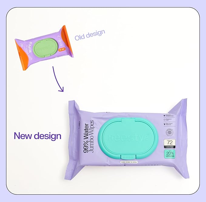 Freestyle Soft Jumbo Baby Wipes, Hypoallergenic and Unscented, Water-Based Wet Wipes for Babies, Finely Suited for Sensitive Skin, Thick & Oversized, Pack of 12, 72 Wipes Per Pack
