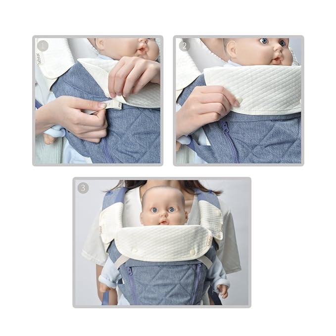 Bebamour Drool and Teething Reversible Cotton Pad For All Carry Positions Baby Carrier White Drool Bib For Boys & Girls(Light Grey)