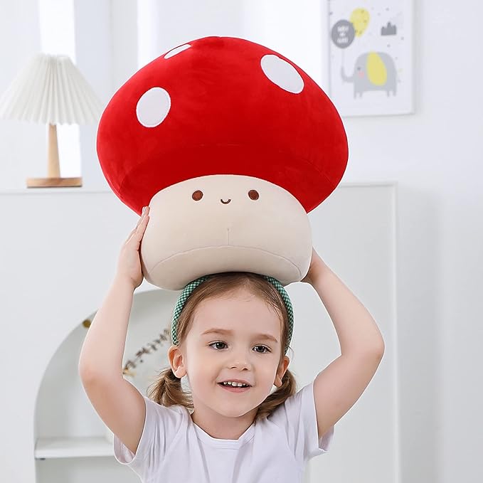Plush Mushroom Pillow, 12 Inch Cute Stuffed Mushroom, Plush Toy Room Decor Gift for Kids and Adults