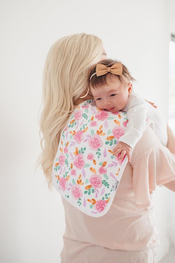 Copper Pearl Premium Baby Burp Cloths - 3-Pack Large Cotton Burp Cloths, Extra Soft Spit Up Rags with 3 Absorbent Layers, Perfect for Baby Girl Gifts (21" x 10" Size, Summer Set)