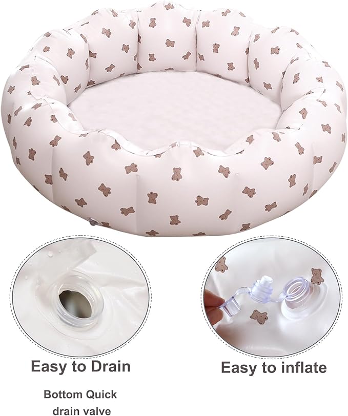 Inflatable Baby Pool, Portable Paddling Baby Swimming Pool for Toddlers Ages 0-3 Years Girls and Boys, Indoor& Outdoor, Garden and Backyard Summer Water Party, 35.4x9.8 in (Bear)