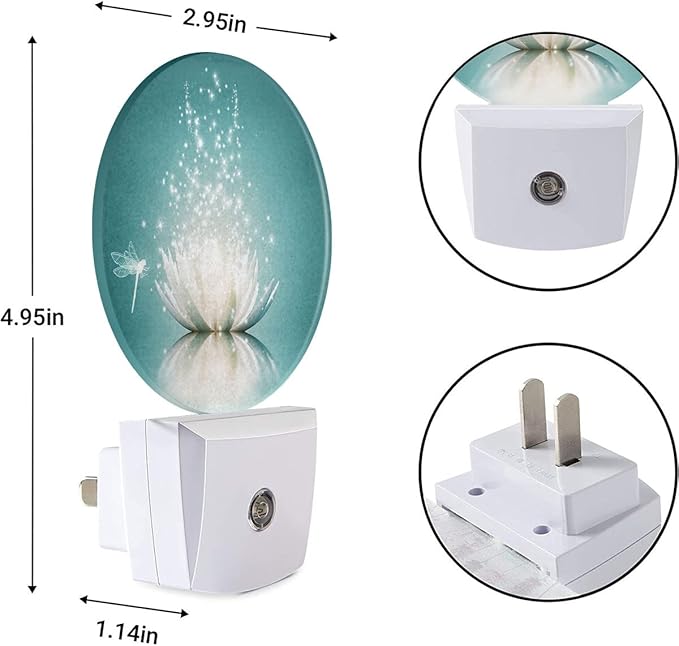 EKOBLA Lotus Night Light, Water Lily in Pond Dragonfly Floral Plug-in Night Lights with Dusk-to-Dawn Sensor for Bedroom Bathroom Living Room 0.5W Sleep Friendly for Women Girls Boys Gift