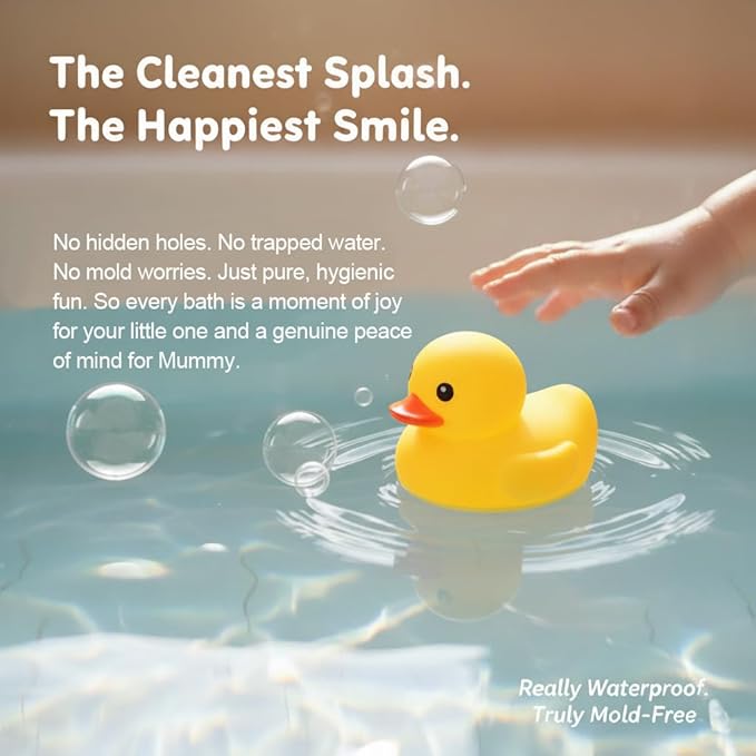 4.3 Inch 20 Pcs Kalafona Rubber Bathtub Duck/Duckie Waterproof No 'Bebe' No Hole Funny Bath Swimming Pool Toy Without Hole for Kids Birthday Party Favor Home Decor