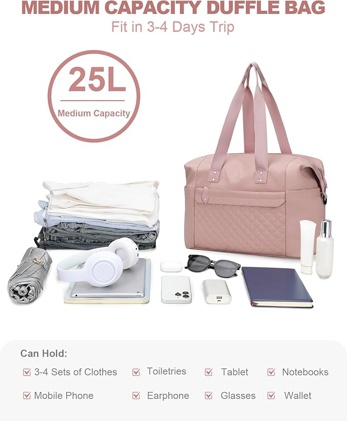 Travel Duffle Bag, Waterproof Weekender Overnight Hospital Bags for Women Men with Toiletry Bag Lightweight Carry on Personal Item Duffle Gym Bag for Travel, Airplanes, Sports