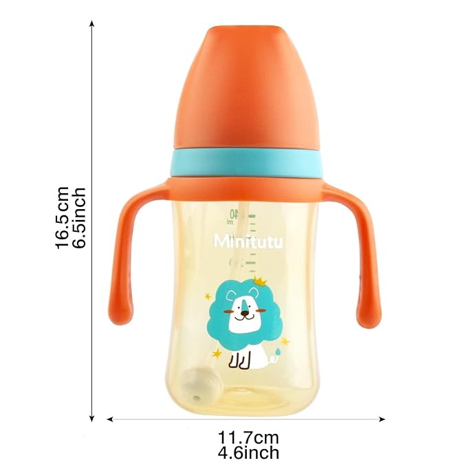 Qshare Sippy Cups for Toddlers, Weighted Straw Learner Cup with Handle for Babies, Water Bottle for Baby 6 Months with 3 Type of Spout, 8 Ounce (Green)