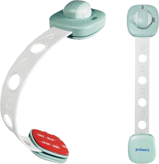 Baby Locks Child Safety Cabinet Proofing - Safe Quick and Easy 3M Adhesive Cabinet Drawer Door Latches No Screws & Magnets Multi-Purpose for Furniture Kitchen Ovens Toilet Seats (Green 2Pack)