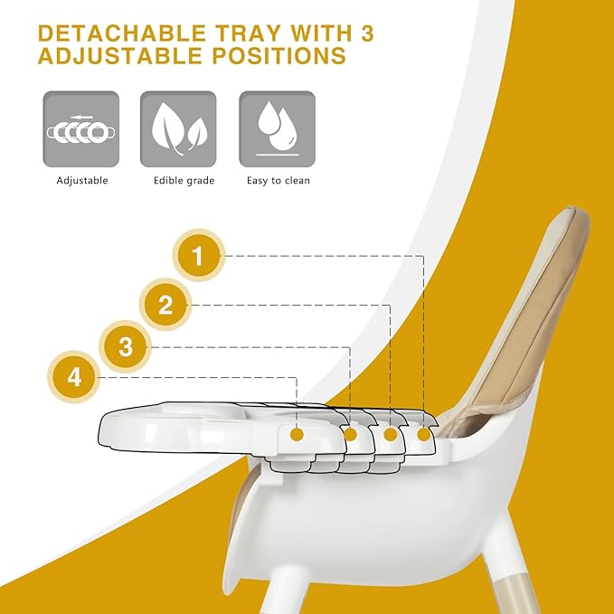 Gofirst 6 in 1 Baby High Chair,Convertible High Chairs for Babies and Toddlers/Booster Seat/Table and Chair Set,Baby Feeding Chair/5-Point Harness,4-Position Removable Tray&PU Cushion Baby Highchair
