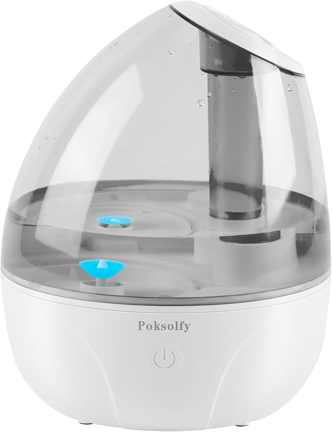 Cool Mist Humidifier for Bedroom,2L Small Humidifiers for Bedroom and Office,25dB Humidifier for Toy room and Plant,Last Up to 13H on Max Mist Setting (Light Gray)