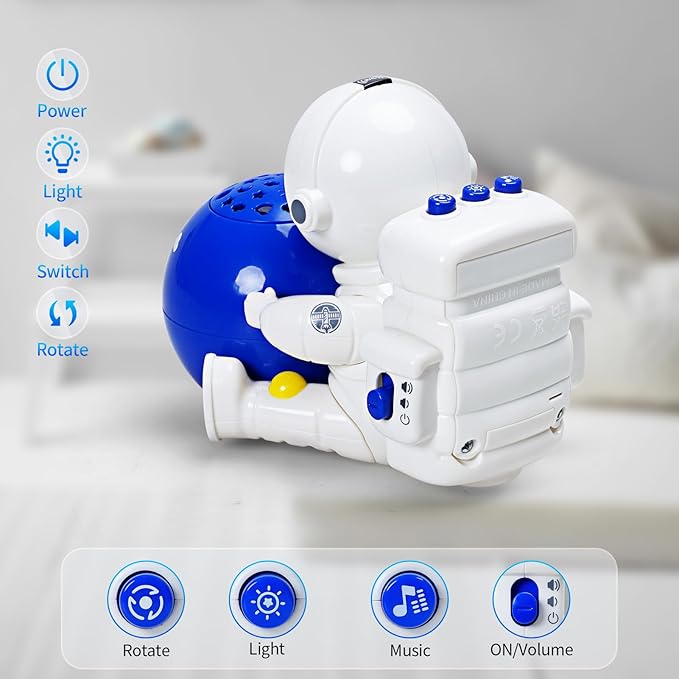 Baby Crib Mobile with Music Box, Remote Control, Rotating Space Theme Toys, Projection Light, White Noise, 0-12 Months