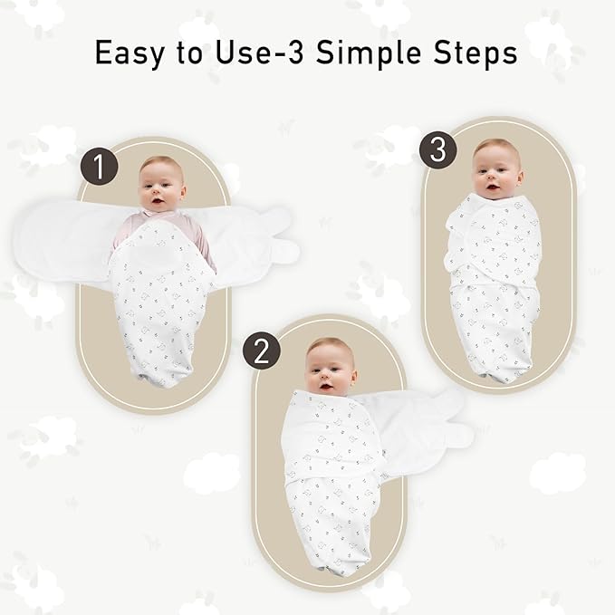 GLLQUEN BABY Girl Swaddles 0-3 Months - 3 Pack Baby Swaddles Sack for Newborn, Infant Sleep Sack, Easy Swaddling Wrap, Natural Adorableness, Nursery Swaddle Blankets Essentials