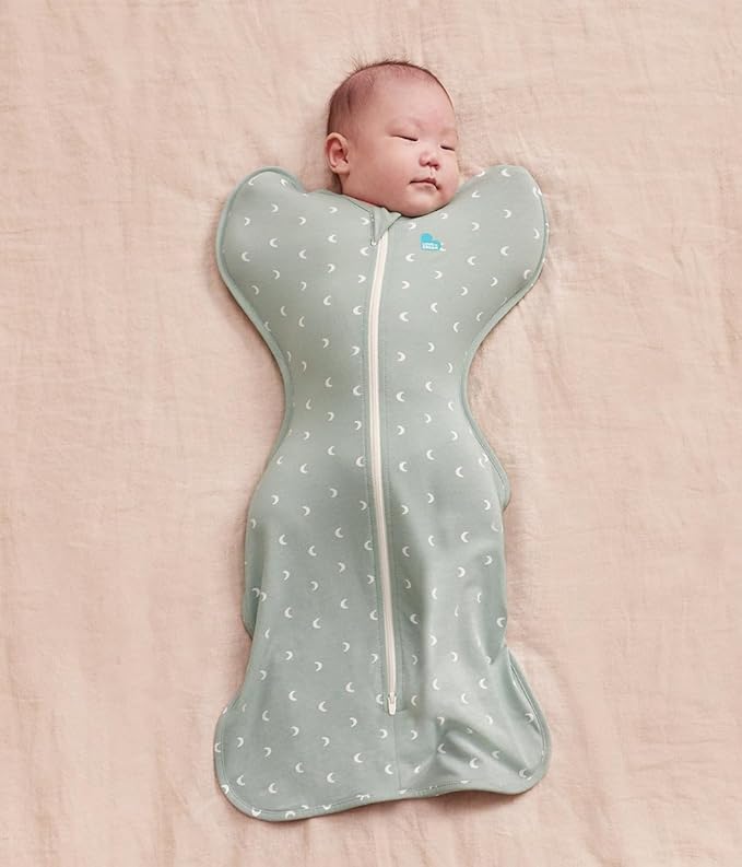 Love to Dream Swaddle Up Original, Arms Up Position, Light and Ultra Breathable Cotton - Wearable Blanket - 1.0 TOG - (20-24°C) Ideal for Moderate Temps (Moon Olive, Medium, 6–8.5kg)