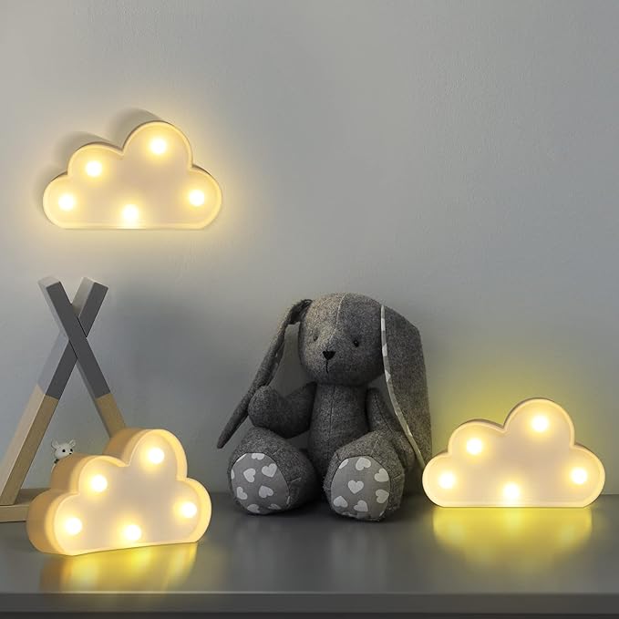 clothmile 3 Pcs LED Cloud Night Light Can Be Hung On The Wall Kids Room Room Light, Suitable for Birthday Party Holiday Decoration Baby Room Nursery Decoration (Cloud)