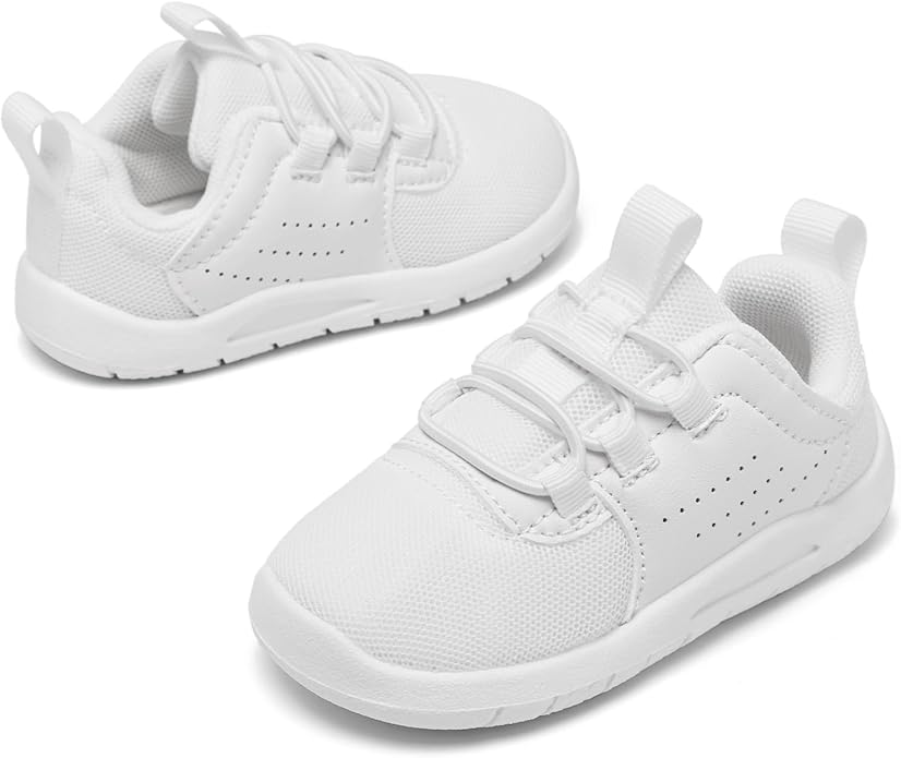 MORENDL Toddler Slip On Sneakers Baby Walking Shoes Non-Slip Breathable Unisex Pink Mesh Lace-Up Athletic Sneakers Infant Running Shoes