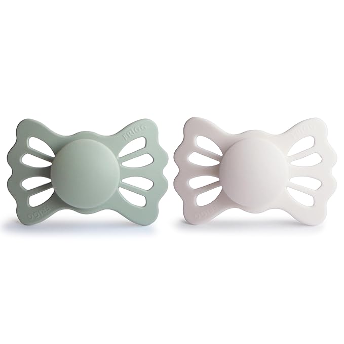 FRIGG Lucky Symmetrical SilkySoft Silicone Baby Pacifier | Made in Denmark | BPA-Free (Sage/Silver Gray, 6-18 Months)