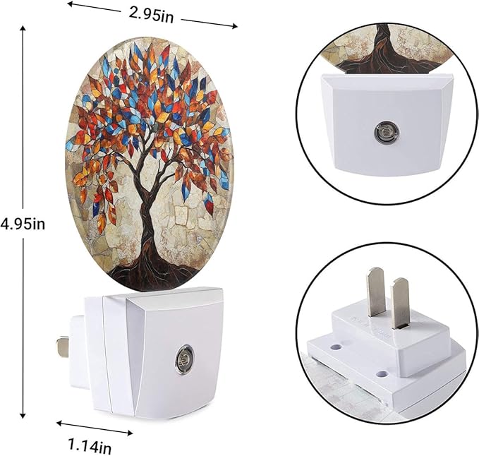 EKOBLA Colored Seasons Tree LED Night Light Tree with Colorful Leaves Dusk to Dawn Plug-in Nightlights Auto Sensor for Home Indoor Bathroom Hallway Kitchen