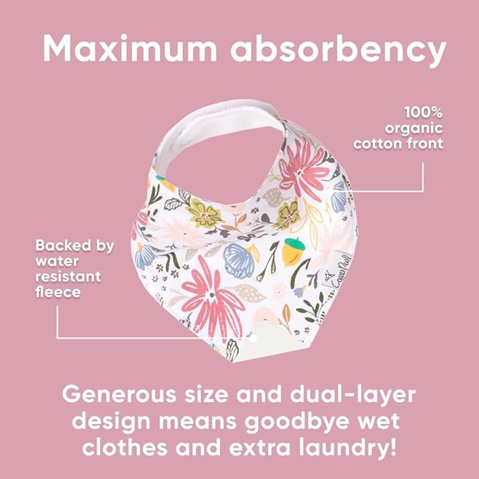 Copper Pearl 4 Pack Soft Cotton Baby Bibs for Drooling and Teething, Absorbent Drool Bibs for Baby Girl and Boy, Adjustable to Fit Newborns to Toddlers, Tons of Styles (Olive)