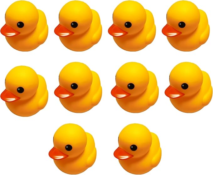 Yellow Rubber Ducks(No Bebe Noise), Without Holes Bath Toys - Floating Waterproof Duckies Gift for Baby Showers, Infants, Kids & Toddlers, Party Decorations, 2 inches (10 pcs)