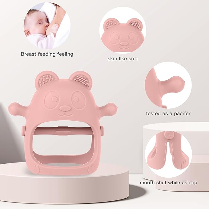 3 Pack Baby Teething Toys for 3-6 6-12 Months, Food Grade Silicone Teething Mitten, Anti Dropping Wrist Hand Teethers Baby Chew Toys for Sucking Needs, BPA Free