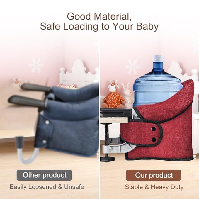 Hook-On High Chair with Removable Dining Tray, Folding Portable Clip-On Table, Baby Chair with Storage Bag for Indoor/Outdoor (Red)