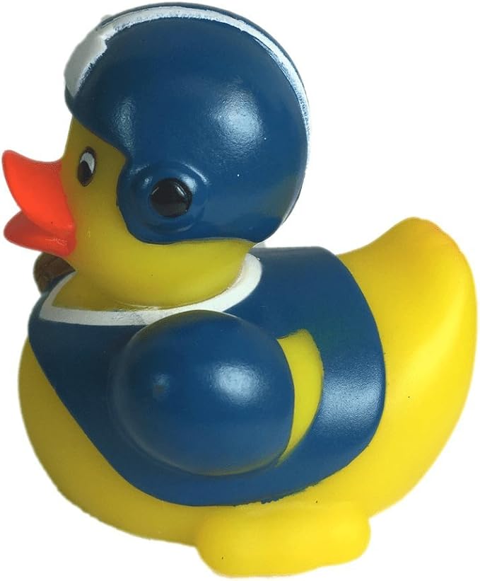 3" Football Rubber Duck [Sealed Hole, Floats Upright] - Baby Safe Bathtub Bathing Toy
