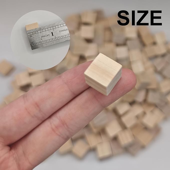 200 Pcs Unfinished Wood Cubes,1/2 inch Wooden Blocks for Crafting,Small Wood Cubes for Crafts Making & DIY Projects & Decor