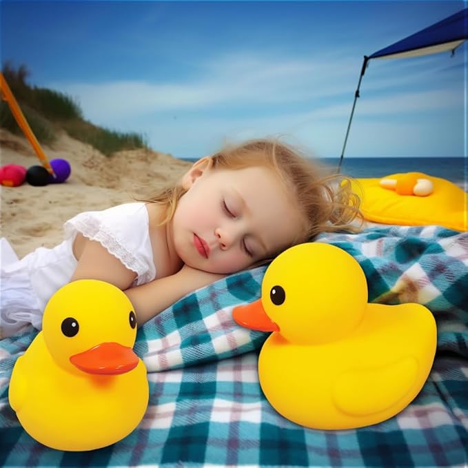 2 Pcs Jumbo Rubber Yellow Duck,Kalafona 10.3 Inch Giant Big Large Waterproof No 'Bebe' Noise No Hole Rubber Funny Duck Bath Pool Toy Without Hole for Kids Shower Birthday Party Favor Home Decor