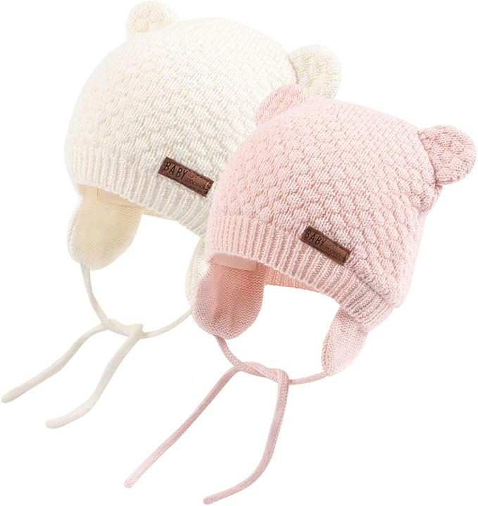 XIAOHAWANG Baby Hat Cute Bear Toddler Earflap Beanie Warm for Fall Winter