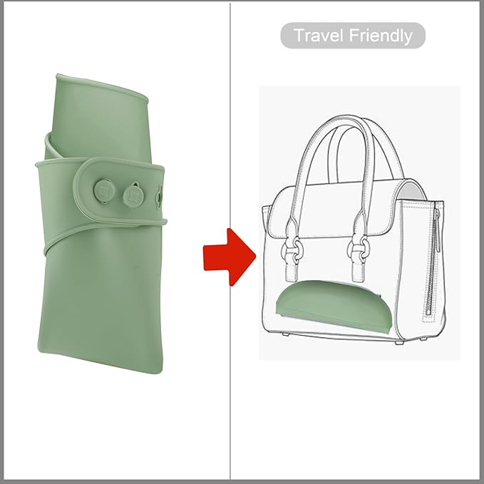 PandaEar 3 Pack Silicone Baby Bibs, Super Thin Light Weight Waterproof for Babies & Toddlers, Adjustable Soft Silicone Feeding Bibs with Food Catcher Pocket (Blue/Green/Flesh)