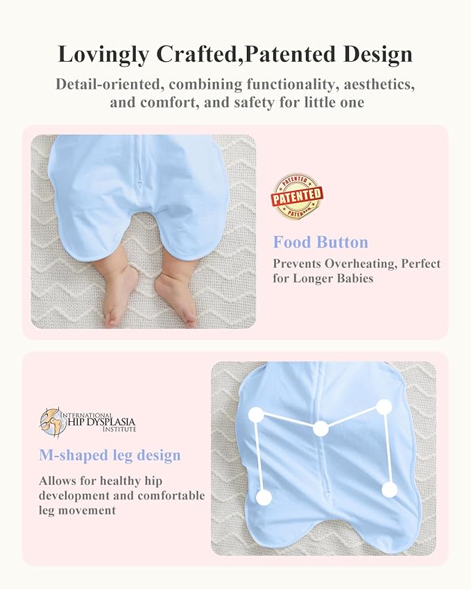 Swaddle for Newborns, Baby Swaddles 0-3 Months 5-13lb, Arms Up Swaddle 0-3 Months Newborn with Moisture-Wicking Fabric, Promotes Healthy Hip Development, 2-Way Zipper & Foot Buttons, 1Pack,Blue