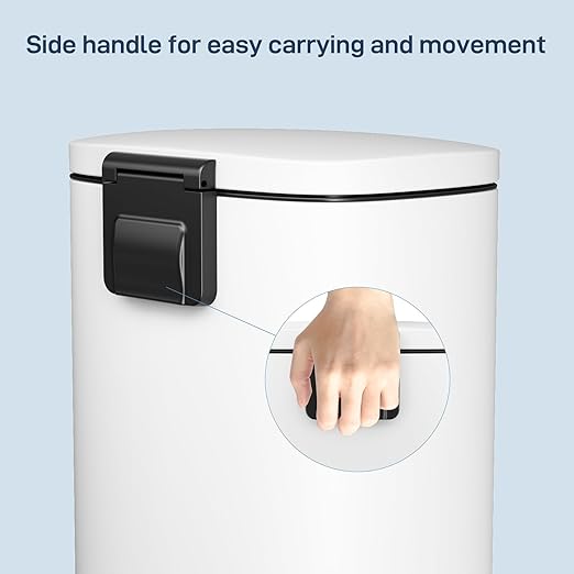 Arlopu13.2 Gallon Step Trash Can, Stainless Steel Garbage Bin, Soft-Close Rubbish Bin with Removable Plastic Inner Bucket, Fingerprint-Proof, Lid Dustbin, Suit for Kitchen Home (White, 50L)