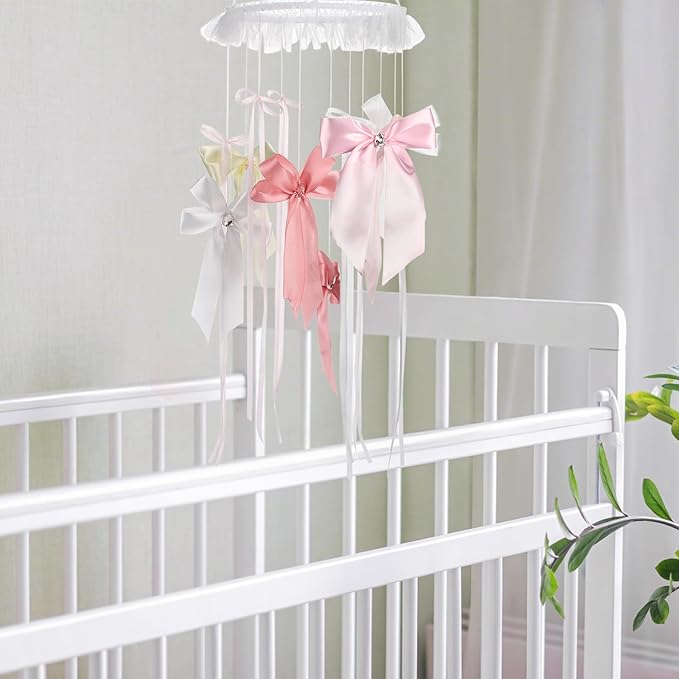 Wenqik Green Leaf Dragon Mobile Crib Forest Green Forest for Boys and Girls (Bow)